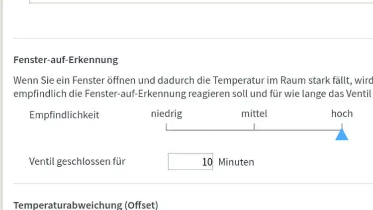 FRITZ Box Web-Oberfläche: Einstellung der Fenster-auf-Erkennung
